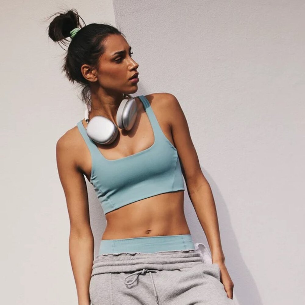 Free People Set XS Eucalyptus Never Better Square Neck Sports Bra & 7/8 Leggings